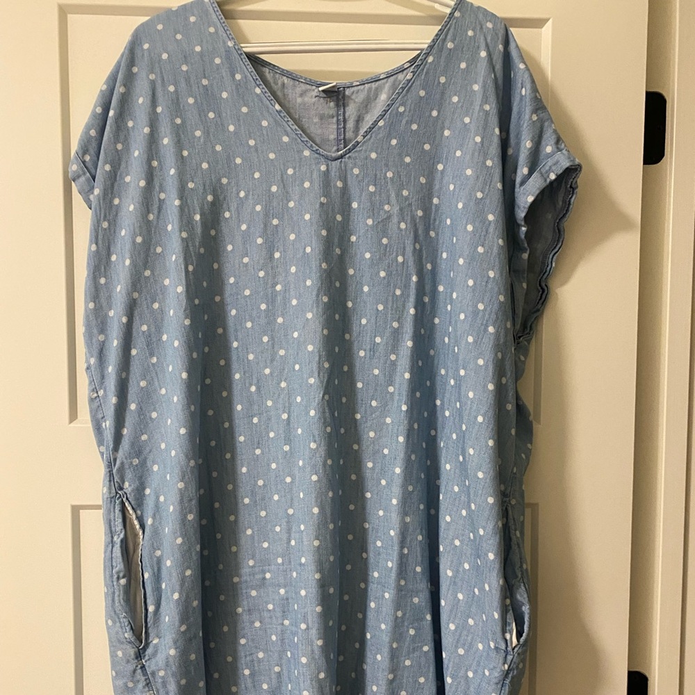 Denim polka dot dress tall